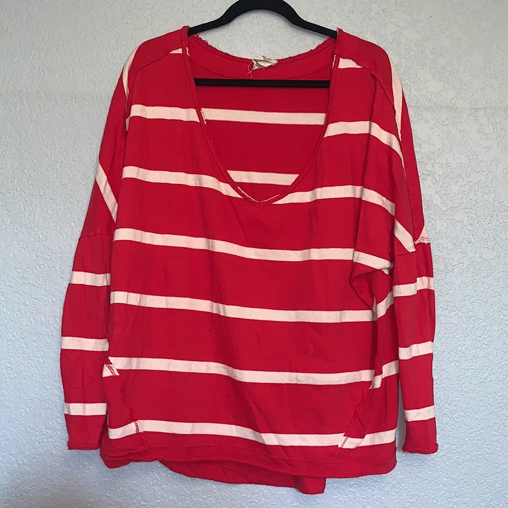 Free People Pink and white striped shirt